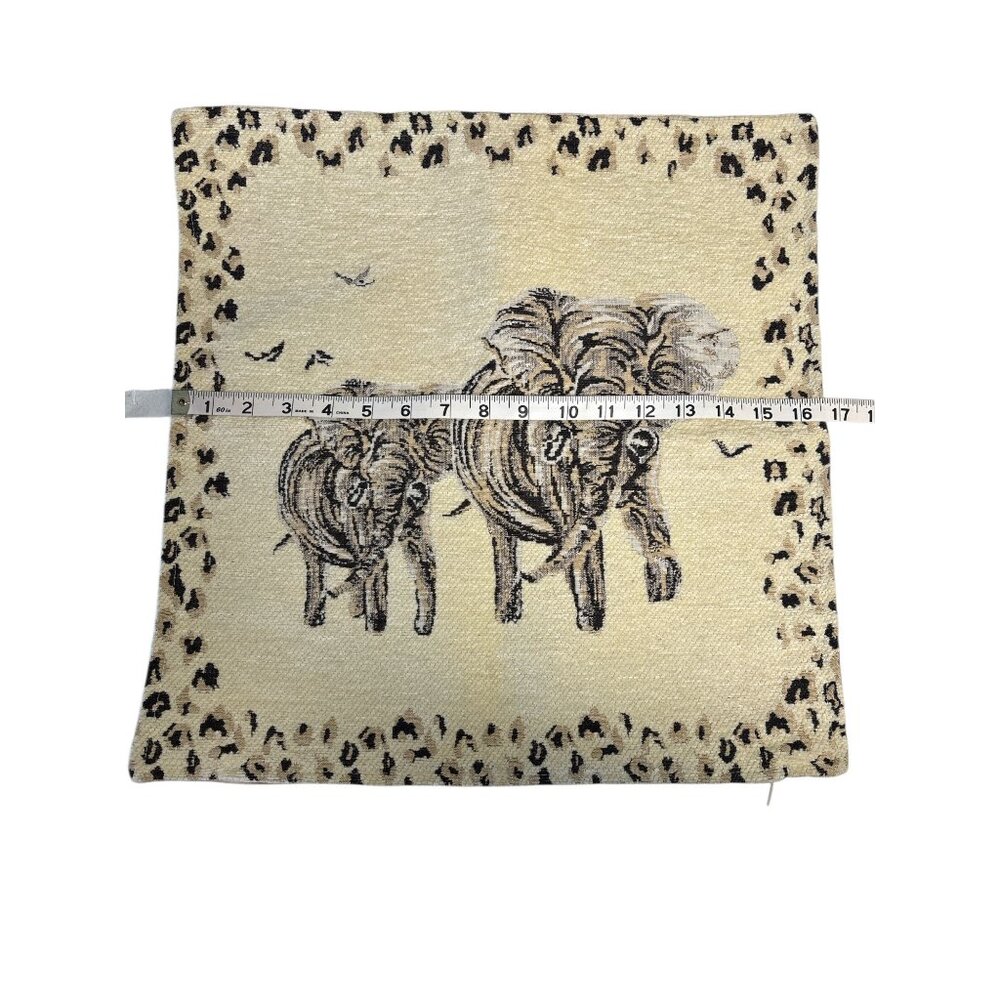 Elephant Tapestry Pillow Cover 14"x14" By The Loom Belize 70% Cotton 30% Acrylic - Picture 5 of 6